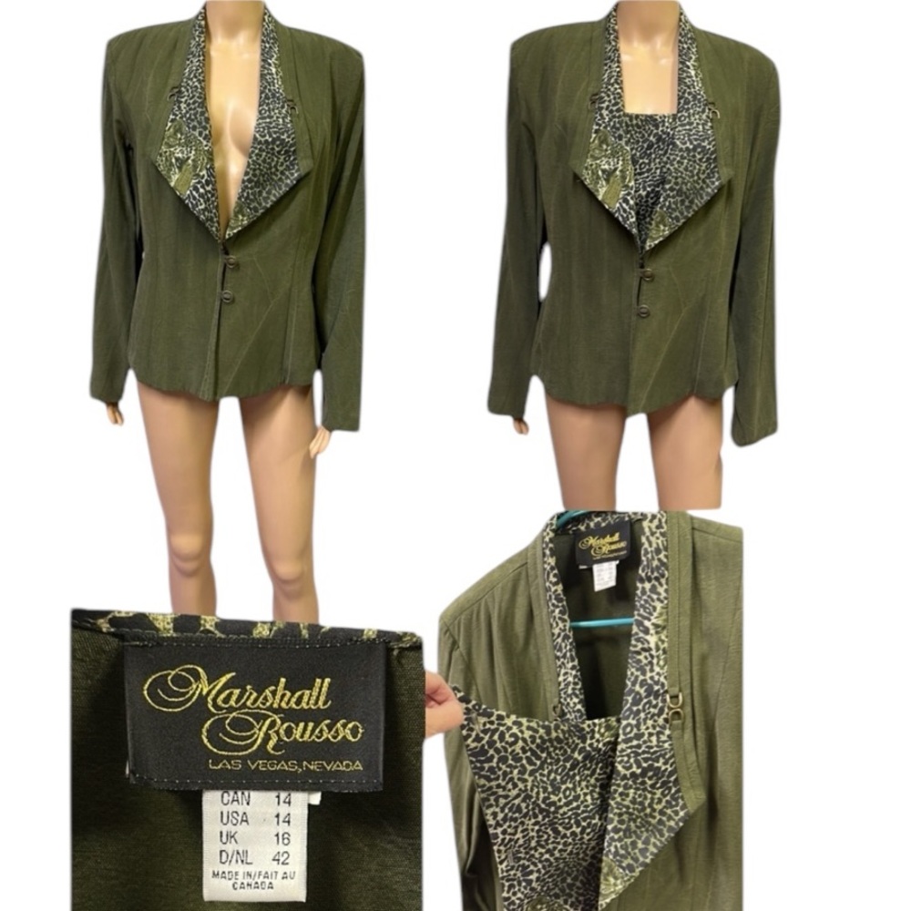Vintage Marshall Rousso 2 Button Blazer Removable Chest Cover Shoulder Pads 14